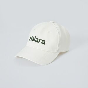 HALARA Logo Baseball Cap Hat Star White Cream NWT Green Letters Embroidered OS